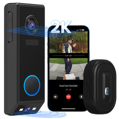 Bextgoo Doorbell Camera Wireless, Dual-Lens Video Doorbell P10 No Monthly Fee, 2K Head to Toe Video Doorbell Wireless or Wired, Motion Detection, 2-Way Talk, Voice Changer, Night Vision, IP67