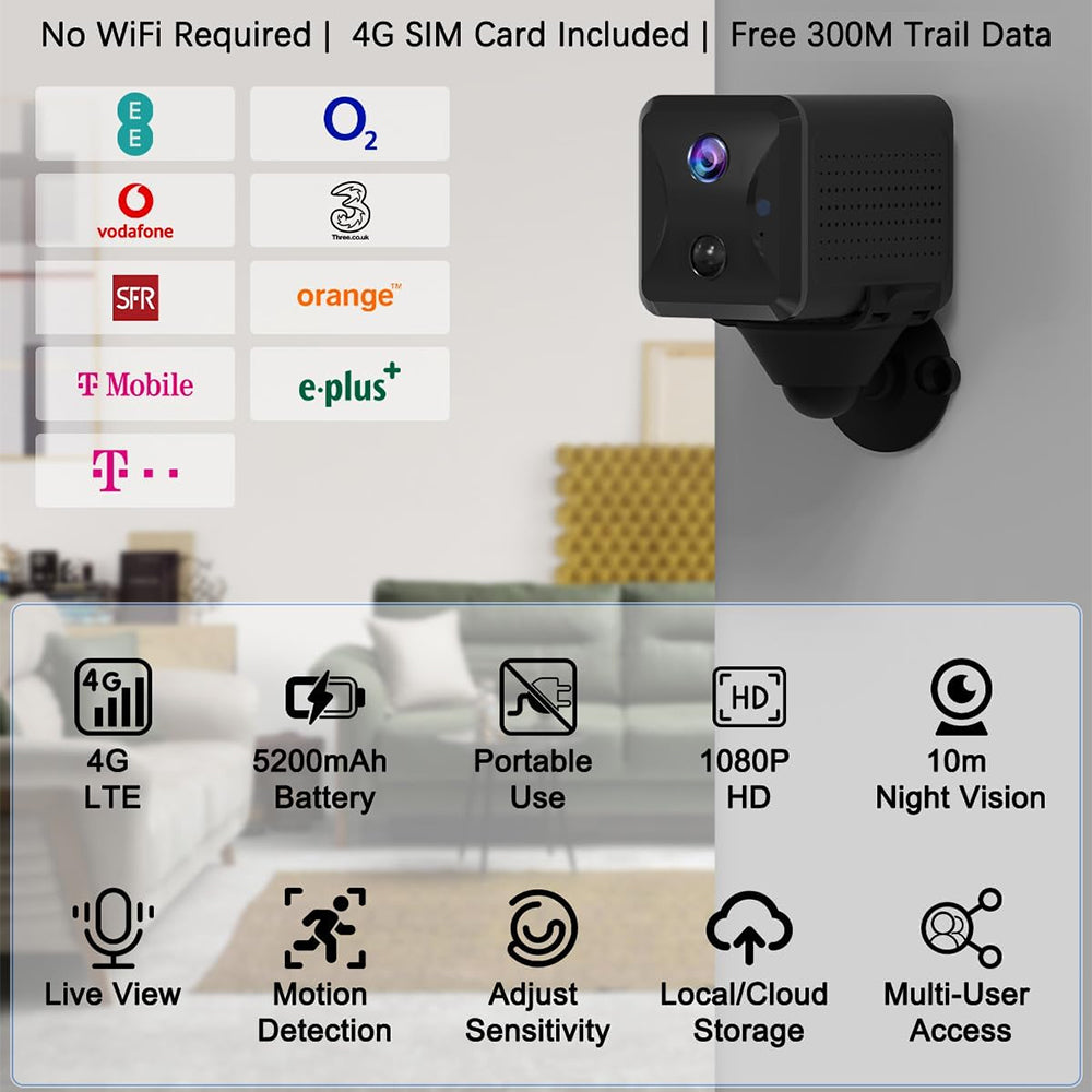 R9 4G LTE Cellular Security Camera with 4G SIM Card